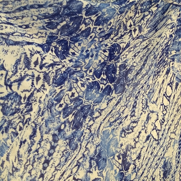 Ark & Co. Intricately Draped Polyester Dress, Blue/White Abstract Print, Size M - Picture 10 of 16